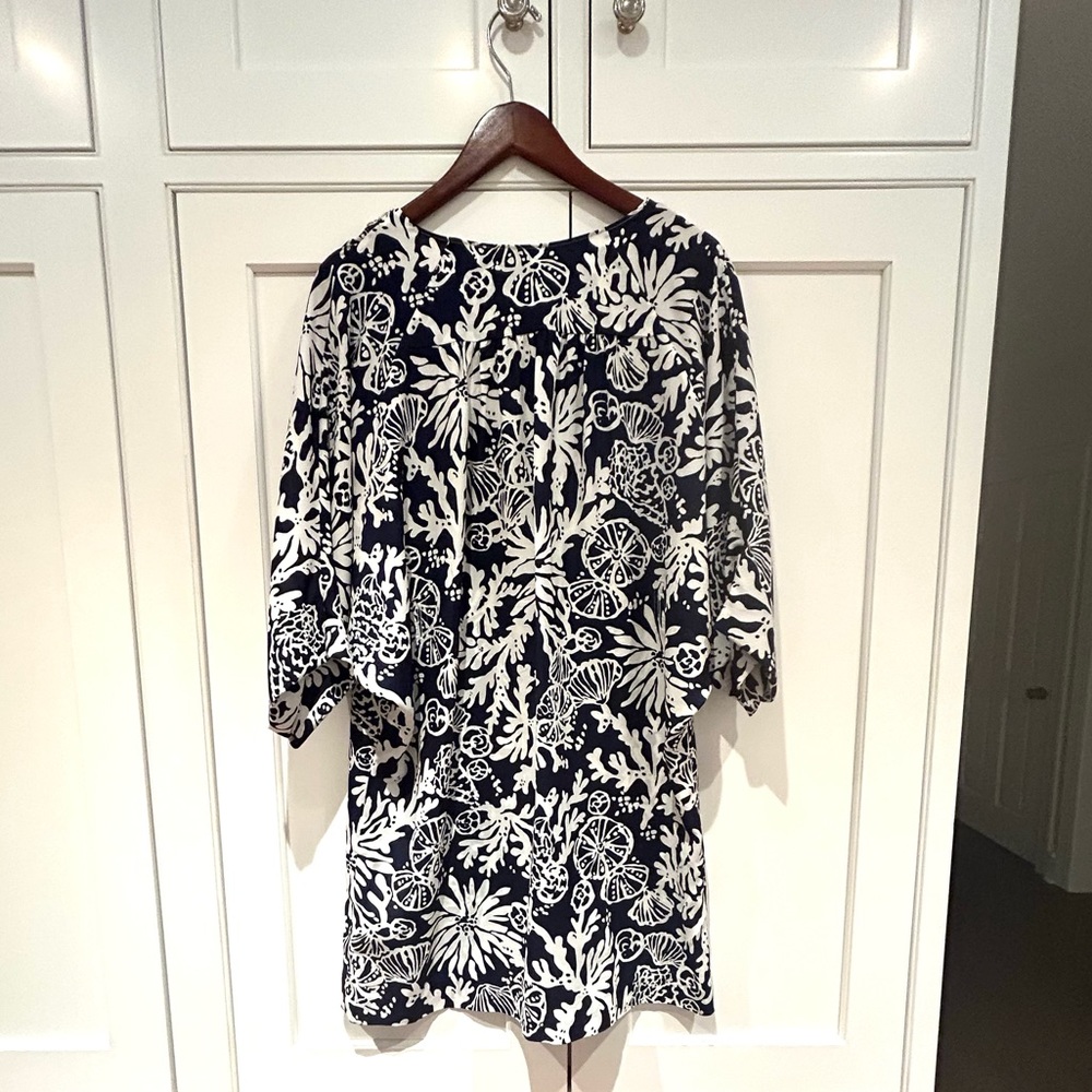 Lilly Pulitzer Navy & White Beaded Wilda Caftan Tunic Dress - Picture 8 of 12